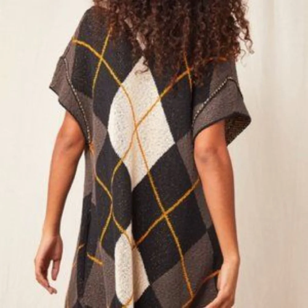 Free People Argyle Swing Chunky Knit Cardigan Dress, Medium - Picture 12 of 16